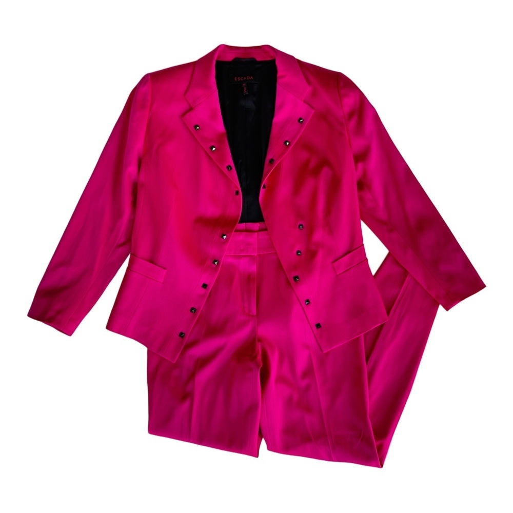 Escada Hot Pink Virgin Wool Two-Piece Blazer and Trousers